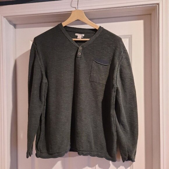 Carbon 2 Cobalt Sweater Mens Size XL Gray Henley Pullover Cotton - Picture 1 of 9
